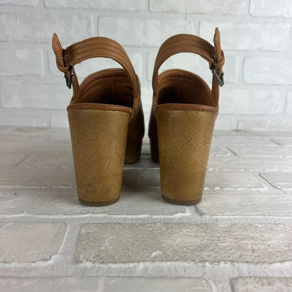 Universal Thread Watson Clogs Womens 7.5 Brown Faux Leather Slingback Platform - Picture 3 of 12